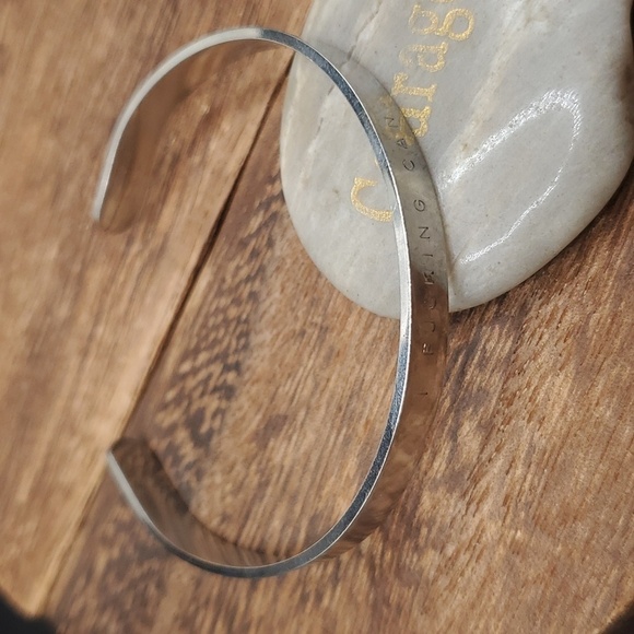Silver cuff I can inspirational quote bracelet B2715 - Picture 2 of 2